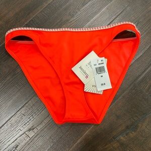 NWT lemlem NEON orange bikini bottom brand new gold diamond coral trim tanga M